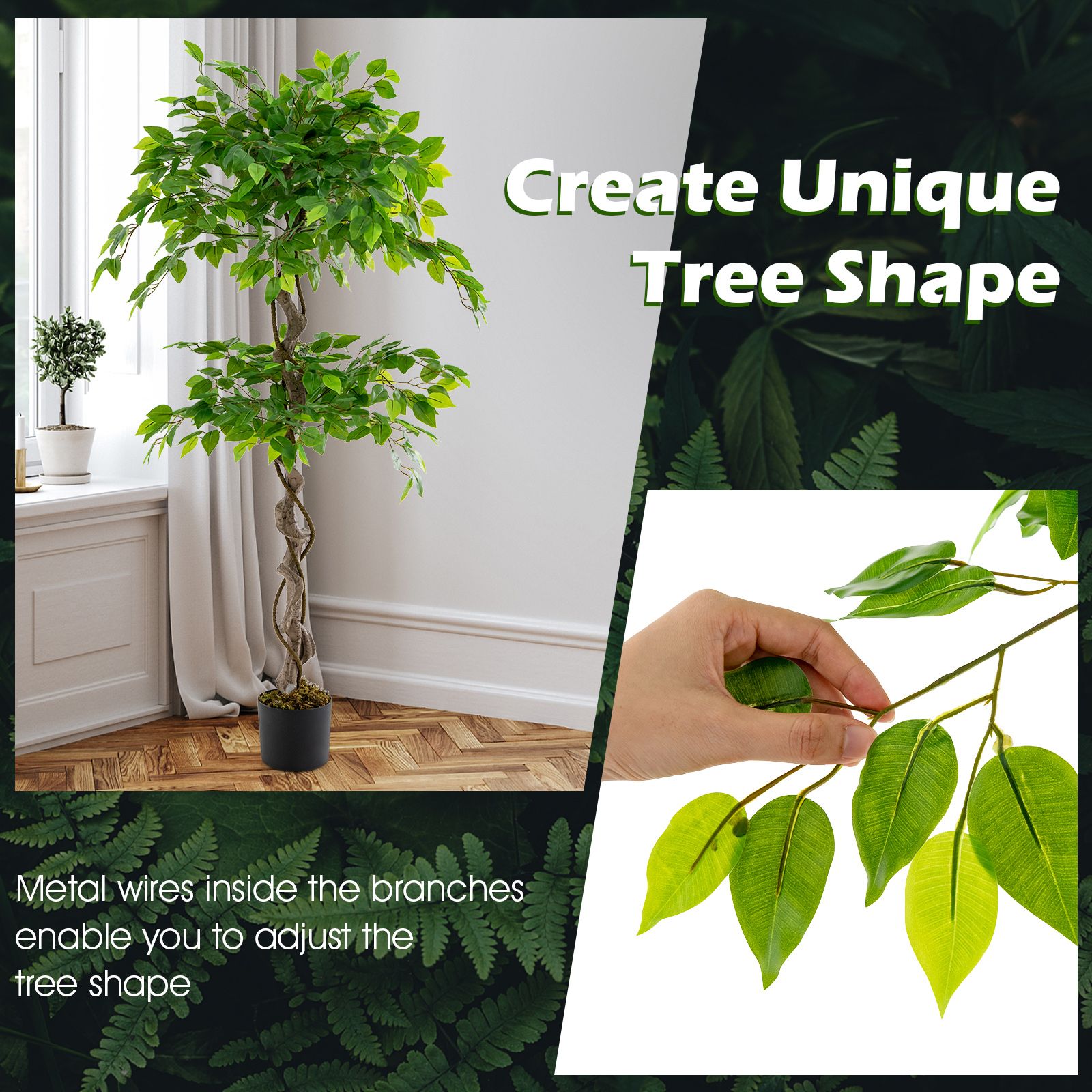150 CM Artificial Ficus Tree Tall Indoor Plant with 882 Leaves